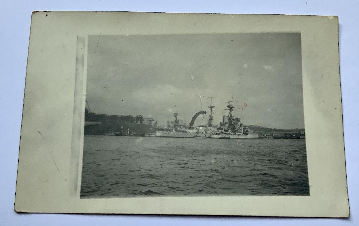 WWI period battleship postcard
